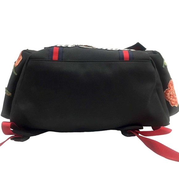 Gucci Tiger Backpack Travel Bag Push Lock Techno Canvas Black - Picture 6 of 9